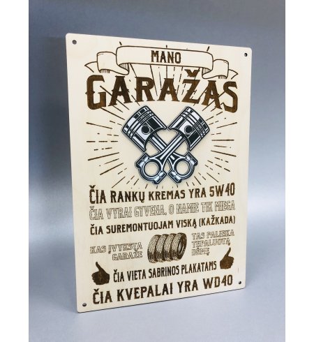 Medinė lentelė "Mano Garažas"