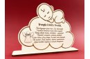 Medinė PADĖKA krikšto tėveliams (debesėlis su kūdikiu)