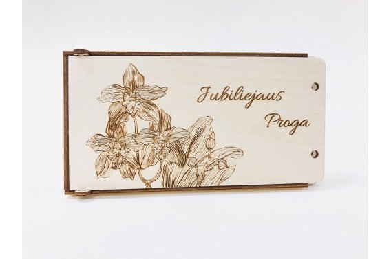 Medinis dovanų vokelis - jubiliejaus proga (orchidėjos)