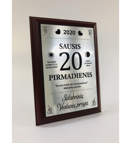 Plaketė "Kalendoriaus Lapelis"