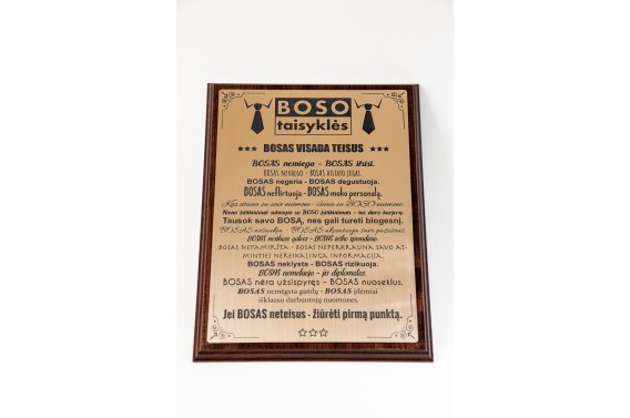 Plaketė "BOSO Taisyklės"