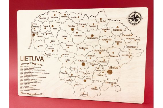 Medinė dėlionė - žemėlapis Lietuva