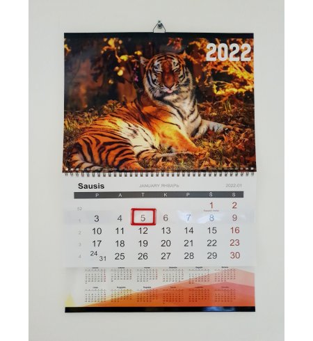 Sieninis kalendorius "Tigras" 2022m.